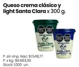 Changomas Santa clara queso crema clásico y light oferta