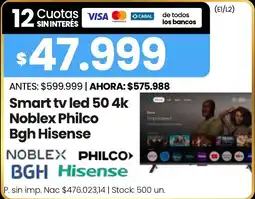 Changomas Noblex Philco BGH Hisense Smart TV LED 50 4K oferta