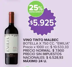 Carrefour Emilia vino tinto malbec oferta