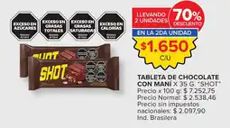 Carrefour Shot tableta de chocolate con maní oferta