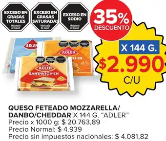 Carrefour Adler queso feteado mozzarella/danbo/cheddar oferta