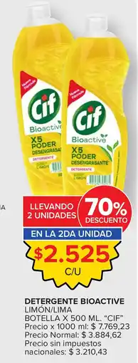 Carrefour Cif detergente bioactive limón/lima oferta