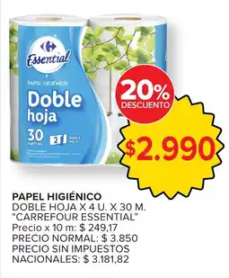 Carrefour Carrefour essential papel higiénico doble hoja oferta