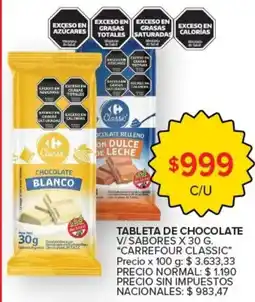 Carrefour Market Carrefour classic tableta de chocolate oferta