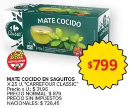 Carrefour Market Carrefour classic mate cocido en saquitos oferta