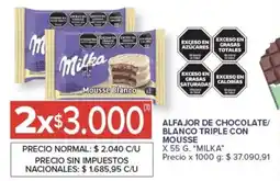 Carrefour Market Milka alfajor de chocolate blanco triple con mousse oferta