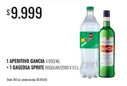 Supermercados Tadicor Gancia aperitivo + sprite gaseosa oferta