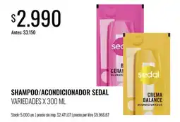 Supermercados Tadicor Sedal shampoo/ acondicionador oferta