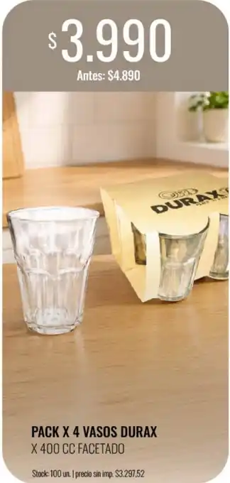 Supermercados Tadicor Durax vasos oferta
