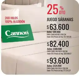 Supermercados Tadicor Cannon juego sábanas oferta