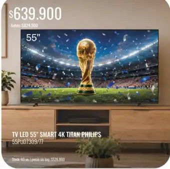 Supermercados Tadicor Philips tv led 55" smart 4k titan oferta