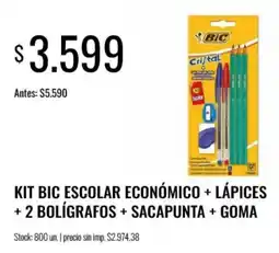Super MAMI Bic kit escolar económico + lápices + 2 bolígrafos + sacapunta+ goma oferta