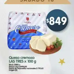 Supermercados Buenos Días Las tres queso cremoso oferta