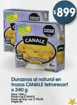 Supermercados Buenos Días Canale duraznos al natural en trozos oferta