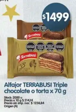 Supermercados Buenos Días Terrabusí alfajor triple chocolate o torta oferta