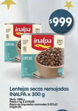 Supermercados Buenos Días Inalpa lentejas secas remojadas oferta