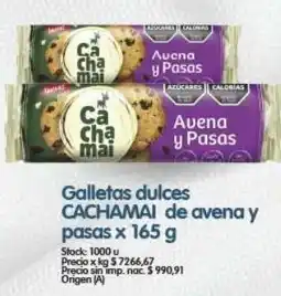 Supermercados Buenos Días Cachamai galletas dulces de avena y pasas oferta