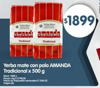 Supermercados Buenos Días Amanda yerba mate con palo tradicional oferta