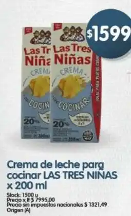 Supermercados Buenos Días Las tres niñas crema de leche para cocinar oferta