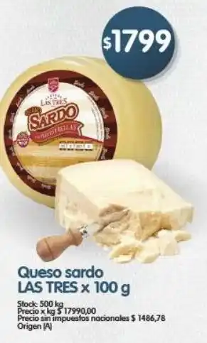 Supermercados Buenos Días Las tres queso sardo oferta