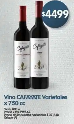 Supermercados Buenos Días Cafayate vino varietales oferta