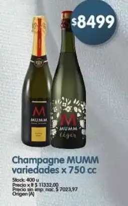 Supermercados Buenos Días Mumm champagne oferta