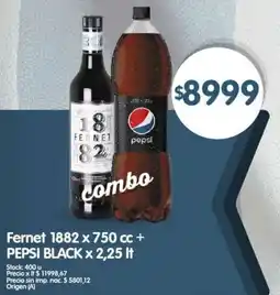 Supermercados Buenos Días Fernet 1882 pepsi black combo oferta