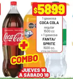 Almacor Coca cola 1 gaseosa regular + 1 gaseosa fanta/ sprite oferta