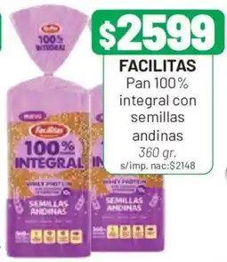 Almacor Facilitas pan 100% integral con semillas andinas oferta