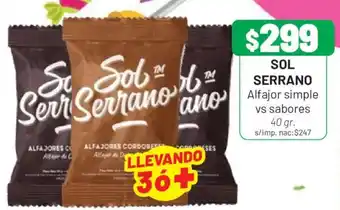 Almacor Sol serrano alfajor simple vs sabores oferta