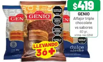 Almacor Genio alfajor triple chocolate vs sabores oferta