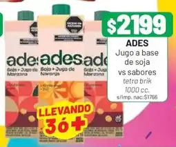 Almacor Ades jugo a base de soja vs sabores oferta