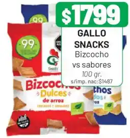 Almacor Gallo snacks bizcocho vs sabores oferta