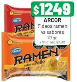 Almacor Arcor fideos ramen vs sabores oferta