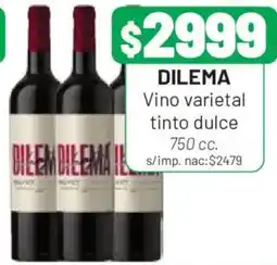 Almacor Dilema vino varietal tinto dulce oferta