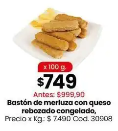 Coto Bastón de merluza con queso rebozado congelado, precio x kg.: $ 7.490 cod. 30908 oferta