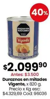 Coto Vigente - duraznos en mitades oferta