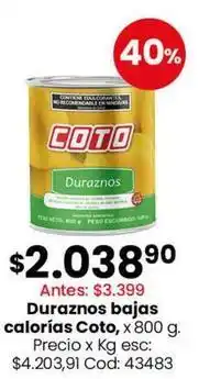 Coto Coto - duraznos oferta