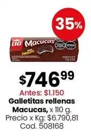 Coto Lia - galletitas rellenas macucas oferta