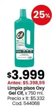 Coto Cif - limpia pisos oxy gel, x 750 ml. cod. 544068 oferta