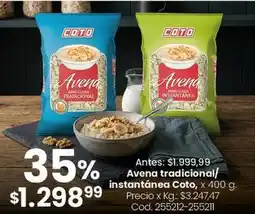 Coto Coto - avena tradicional/ instantánea oferta