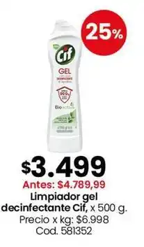 Coto Cif - limpiador gel desinfectante, x 500 g. cod. 581352 oferta