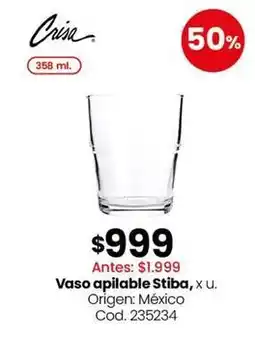 Coto Origen - vaso apilable stiba, x u. cod. 235234 oferta