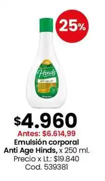 Coto Hinds - emulsión corporal anti age lift oferta