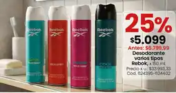 Coto Reebok - desodorante varios tipos oferta
