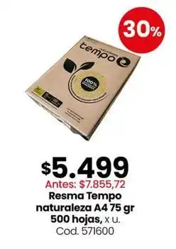 Coto Resma tempo naturaleza a4 75 gr 500 hojas, x u. cod. 571600 oferta