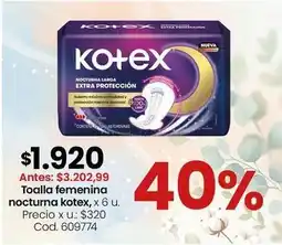 Coto Kotex - toalla femenina nocturna kotex, x 6 u oferta