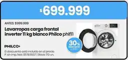 Changomas Philco - lavavajillas carga frontal inverter 11 kg blanco oferta