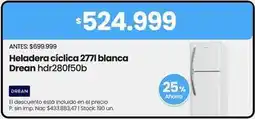 Changomas Drean - heladera ciclica 277l blanca hdr280f50b oferta