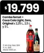 Changomas Coca cola - combo fernet + coca cola light, zero, original oferta
